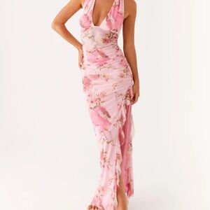 Peppermayo Pink Floral Backless Dress